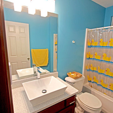 Guest Bathroom with Cambria Whitney Quartz and Rectangle Vessel Sink ~ Medina