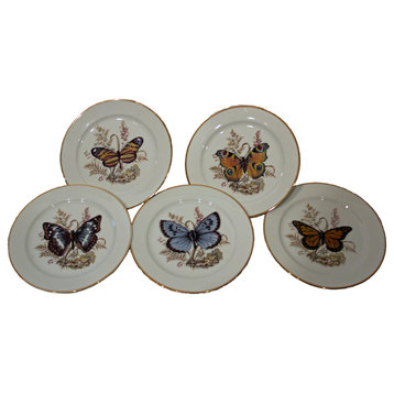 Consigned: Set Of 5 Josef Kuba Rosenthal Butterfly Salad Plates