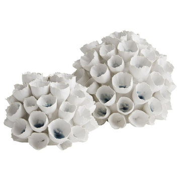 Dakota Vases (Set of 2), White and Pale Cornflower Porcelain, 6"W (7825 3JTUF)