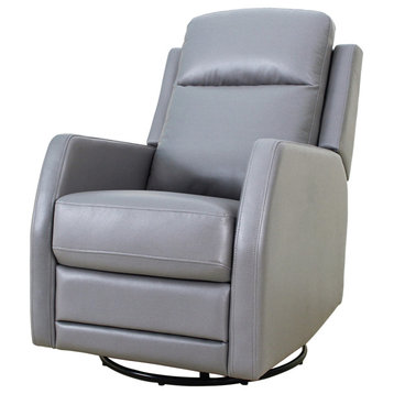 Upholstered Swivel Recliner With Tufted Back, Gray