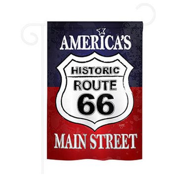 Patriotic Route 66 2-Sided Impression Garden Flag