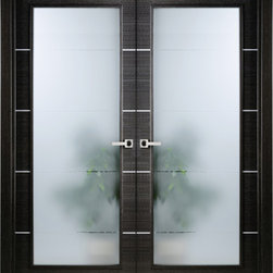 Modern Interior Double Door Italian Black Apricot with Frosted Glass - Interior Doors