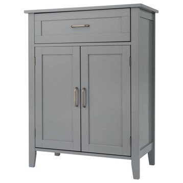 Wooden Bathroom Floor Cabinet & 1 Drawer Grey