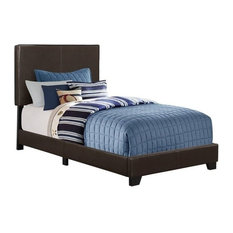 Leather-Look Twin Bed, Dark Brown