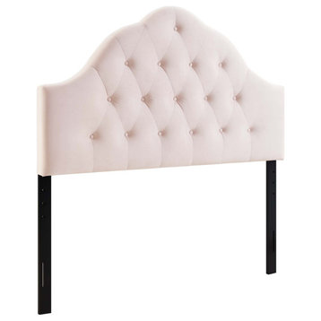 Sovereign Queen Diamond Tufted Performance Velvet Headboard, Pink