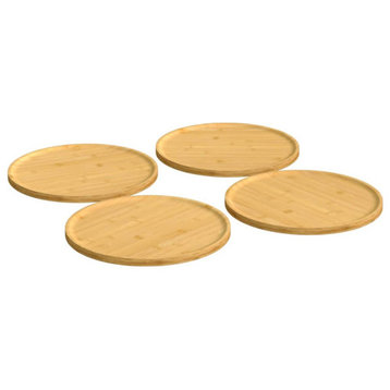 vidaXL Plate 4 Pcs Round Pizza Tray Serving Platter for Fruit Bread Bamboo
