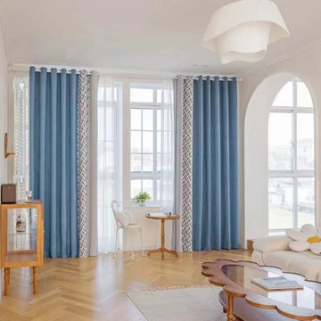QYFL2302DA 2023 New Arrival Petrel Blue Grey Green Chenille Ready Made Curtains