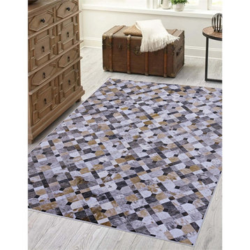 Linon Laredo Granbury Polyester Faux Cowhide 3' X 5' Accent Rug in Brown