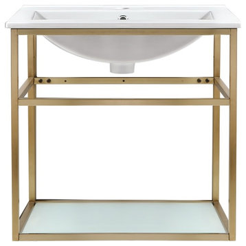 Swiss Madison SM-BV552 Pierre 23-5/8"H Wall Mounted Console Sink - Gold