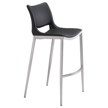 ZUO Ace Bar Chair (Set of 2) Black & Silver