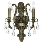 Crystorama - Crystorama 5563-AB-CL-S Dawson - Two Light Wall Sconce - We threw traditional a curve in creating Dawson, aDawson Two Light Wal Clear Swarovski Stra *UL Approved: YES Energy Star Qualified: n/a ADA Certified: n/a  *Number of Lights: Lamp: 2-*Wattage:60w Candelabra bulb(s) *Bulb Included:No *Bulb Type:Candelabra *Finish Type:Antique Brass