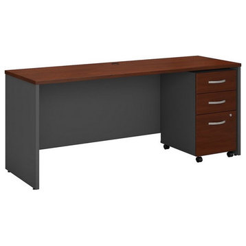 Pemberly Row 72W x 24D Engineered Wood Office Desk with Drawers in Hansen Cherry