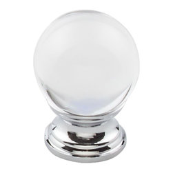 Top Knobs - Clarity Clear Glass Round Knob 1 3/16", Polished Chrome Base - Cabinet And Drawer Knobs