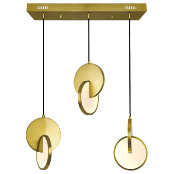 Tranche LED Island/Pool Table Chandelier With Brushed Brass Finish