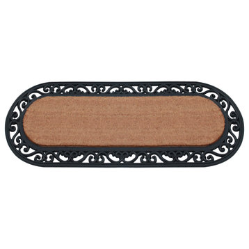 A1HC Rubber and Coir Grill Double Doormat 18"X47", Black/Beige
