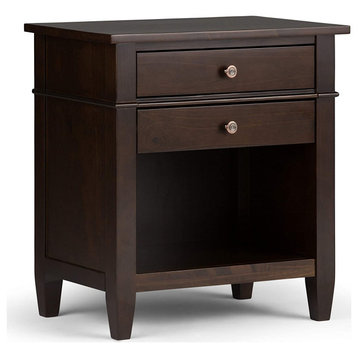 Wide Night Stand, Bedside table Dark Tobacco Brown SOLID WOOD