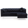 Pompano 83 in. Black Tufted Velvet Sectional With 2-Throw Pillow