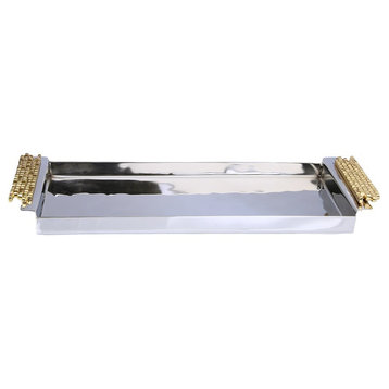 Classic Touch Rectangular Tray With Mosaic Handles