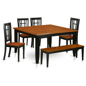 East West Furniture Parfait 6-piece Wood Dinette Set in Black/Cherry