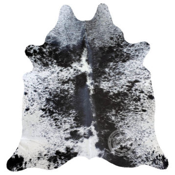 Real Cowhide Rug, Salt and Pepper, Black and White, 6'x7'
