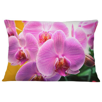 Beautiful Purple Orchid Flowers Flower Throw Pillow, 12"x20"