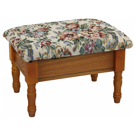 Footstool with Storage, Oak