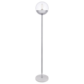 Eclipse 1 Light Floor Lamp, Chrome With Clear Glass