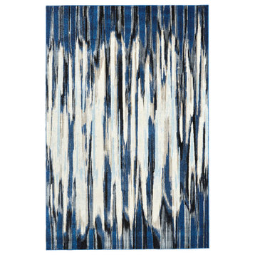 Weave & Wander Carini Abstract Ombre Print Rug, Blue/Black/Ivory, 6'7"x9'6"
