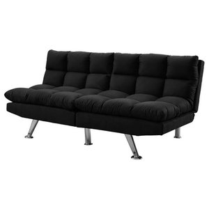 Futon Split Back Convertible Sofa Black Micro Suede Contemporary Futons By Shopladder Houzz