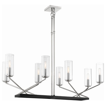 Highland Crossing 8-Light Island Pendant in Coal with Polished Nickel Highlights