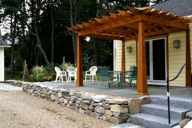 Mid-sized craftsman yellow exterior home idea in Boston