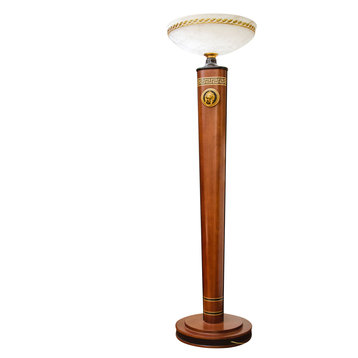 Wooden Floor Lamp With Bronze and Black Accents
