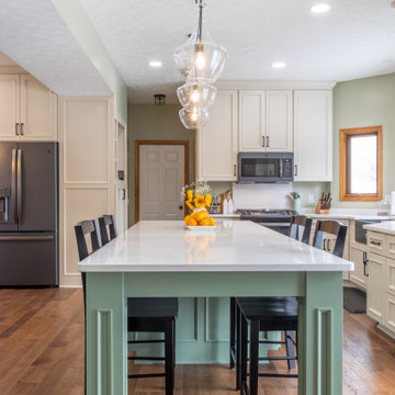 Transitional Kitchen With Over-Sized Island