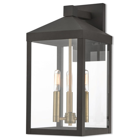 3 Light Outdoor Wall Lantern, Bronze
