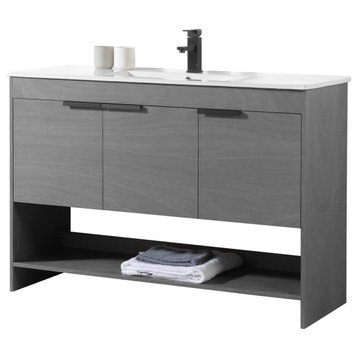 Phoenix Bath Vanity With Ceramic Sink Full assembly Required, Classic Grey, 48"
