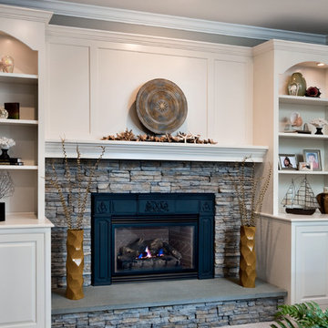 Stacked Stone Fireplace