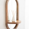 Hutton Wood Framed Capsule Mirror With Shelf, Natural, 12x24