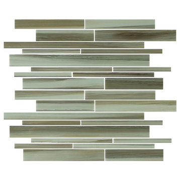 Utaupia Hand Painted Linear Glass Mosaic Tile, 12"x12"