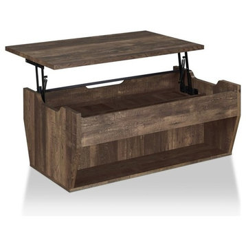 Furniture of America Edwards Wood Lift-Top Coffee Table in Reclaimed Oak