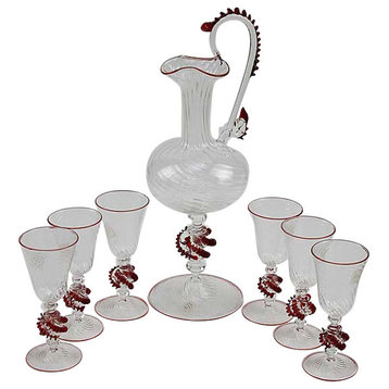 GlassOfVenice Murano Glass Decanter Set With Pitcher