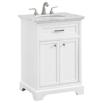 Elegant Decor Americana 24" Wood Single Bathroom Vanity in White
