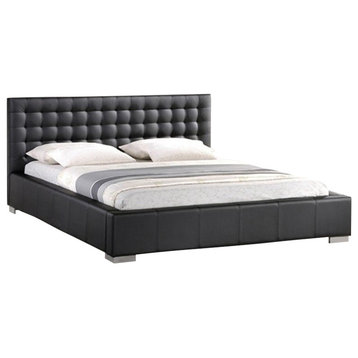 Bowery Hill Tufted Queen Platform Bed in Black