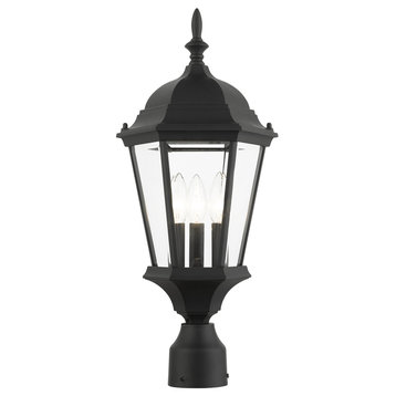 Textured Black Traditional, Historical, Outdoor Post Top Lantern