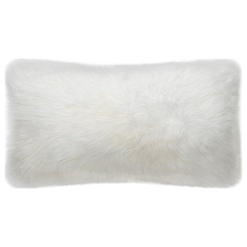 Classic Sheepskin Double-Sided Pillow, Natural Ivory, 12"x22"