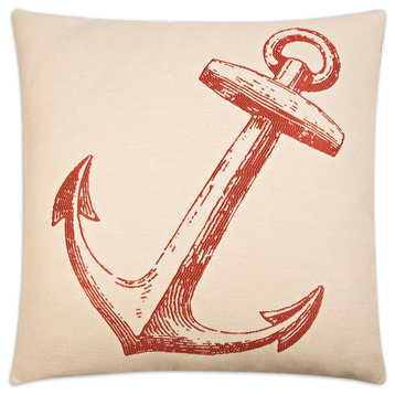 Adrift Red Feather Down Decorative Throw Pillow, 24x24