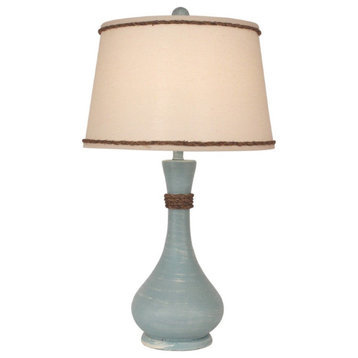 Smooth Weathered Atlantic Gray Genie Bottle Table Lamp With Rope