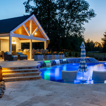 Pool, LED Waterfalls & Pool House