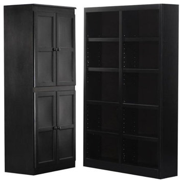 Home Square 2-Piece Set with 72" Storage Cabinet & 72" Tall Double Wide Bookcase