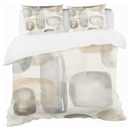 Neutral Oval Gray Stones I Glam Duvet Cover Set, King