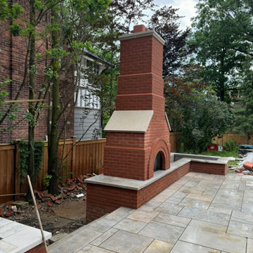 Outdoor Brick Fireplace Backyard